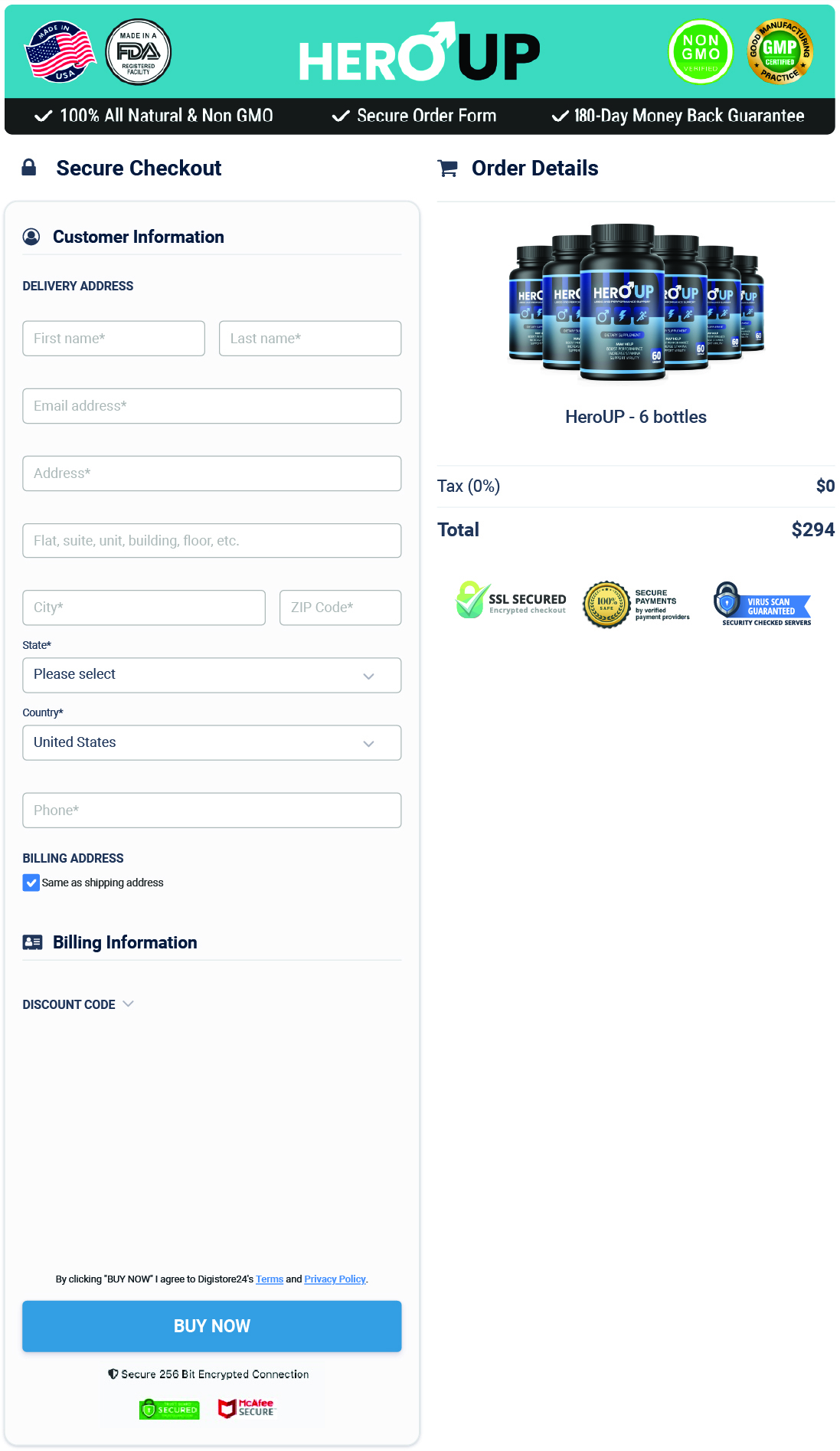 HeroUP Checkout Page
